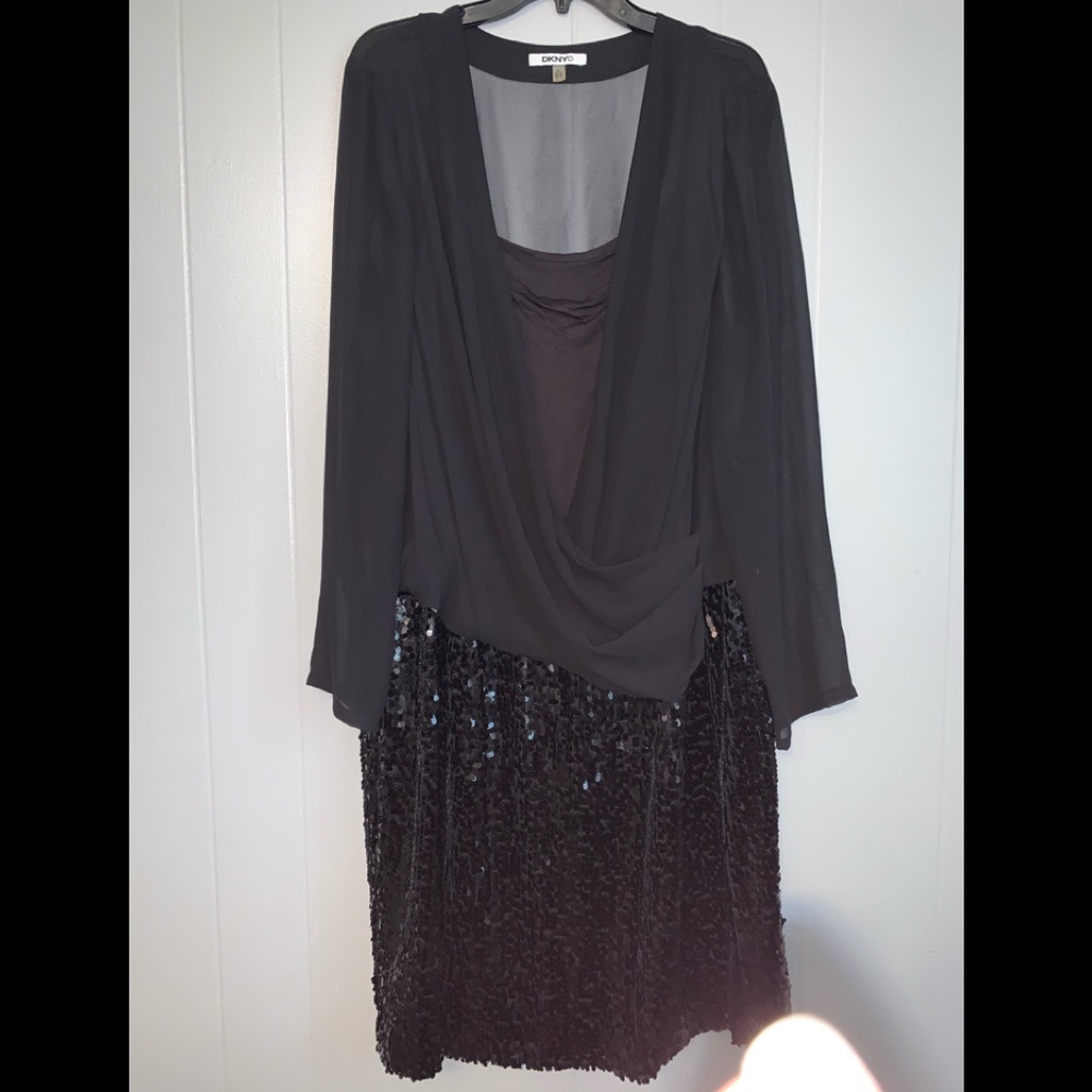 DKNYC Plus Size Black Sequined Black Dress 2X